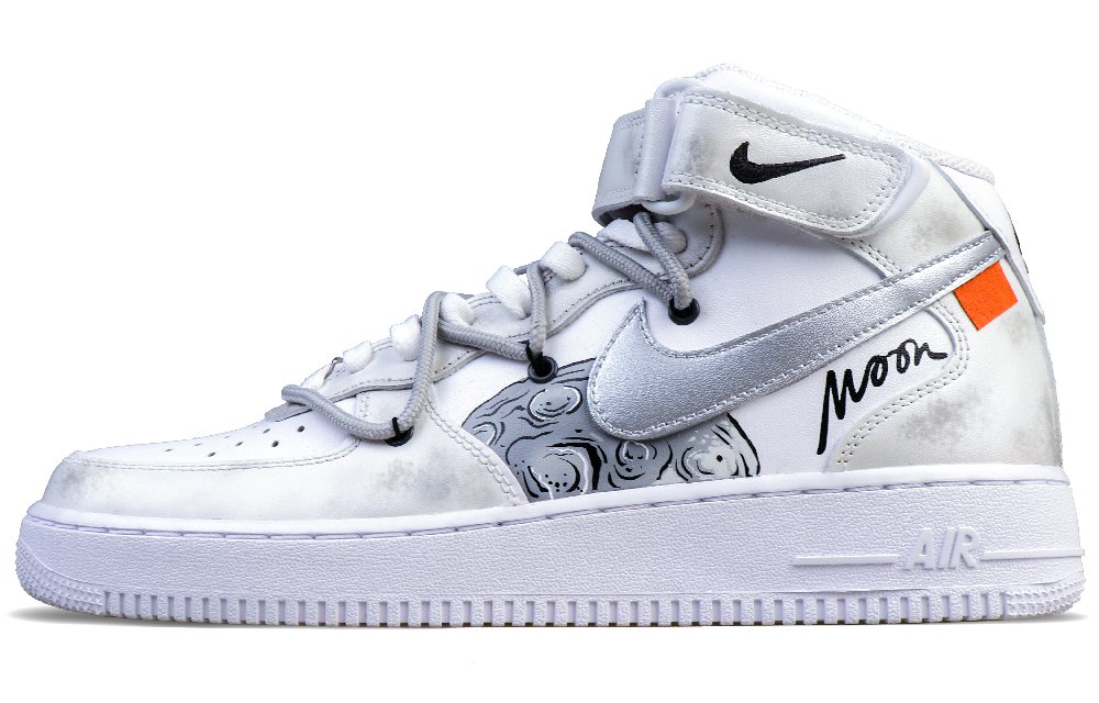 Nike Air Force 1 07 Air Force 1 Mid Top Skateboard Shoes Men's Black White Gray