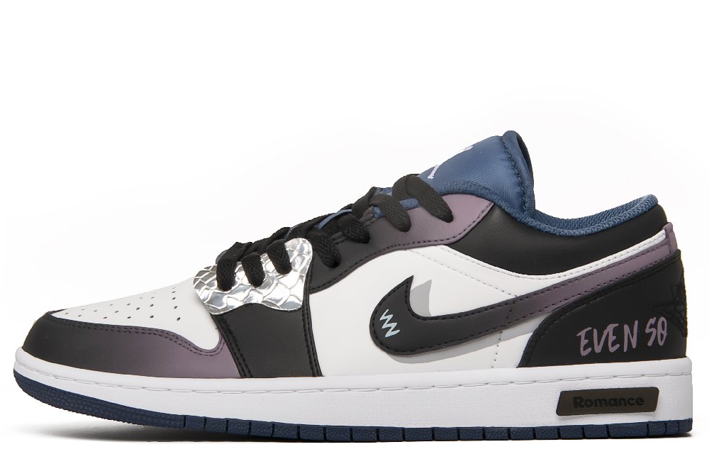 Jordan Air Jordan 1 Cushioning Anti-Slip And Wear-Resistant Low-Top Vintage Basketball Shoes Men's Purple Black White