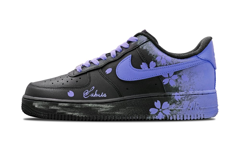 Nike Air Force 1 Coverage Anti-Slip And Wear-Resistant Low-Top Skateboard Shoes Unisex Black Blue