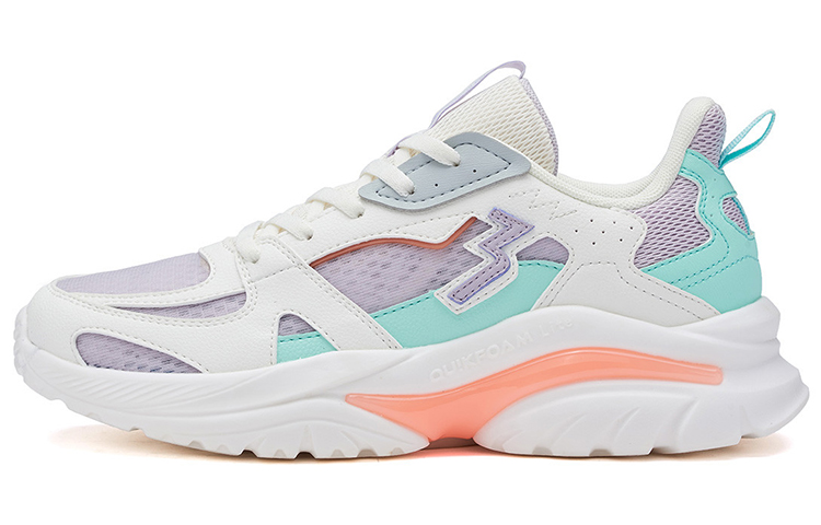 361° Cushioned Anti-Slip Wear-Resistant Breathable Lightweight Low-Top Running Shoes Women's White Purple Green