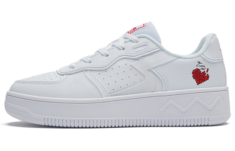 361° Slip-Resistant Lightweight Breathable Low-Top Skateboard Shoes Women's White Red