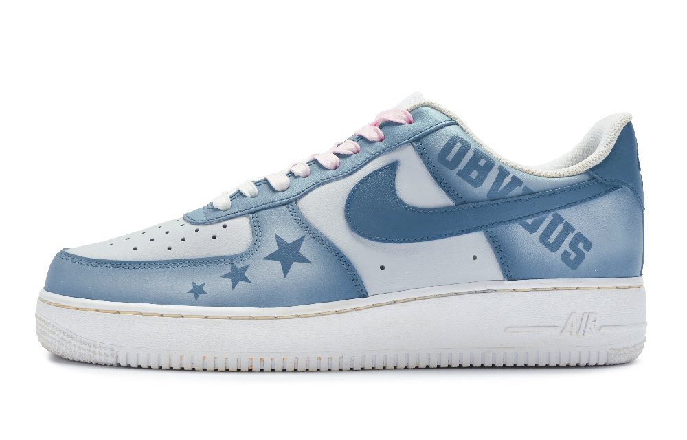 Nike Air Force 1 Low Top Skateboard Shoes GS White Blue Pink