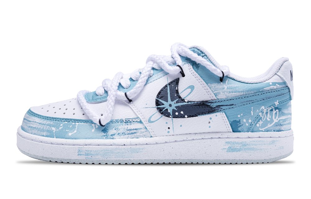 Nike Court Vision 1 Low Top Skateboard Shoes Men's Light Blue