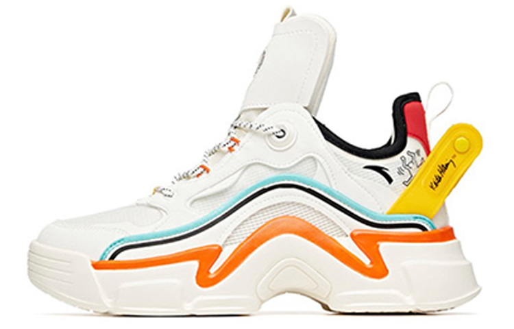 ANTA Chunky Sneakers Women's High-Top White Green Orange