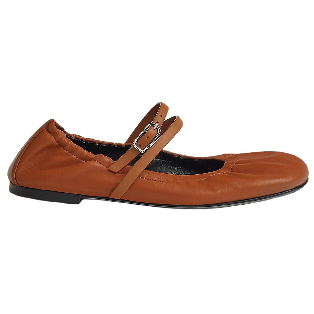 HERMES Jolly Mary Jane Shoes Women's Chestnut Brown
