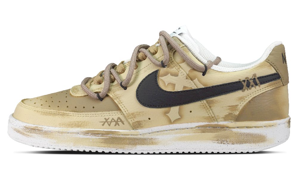 Nike Court Vision 1 Wear-Resistant Balance Low-Top Skateboard Shoes Men's Beige Yellow