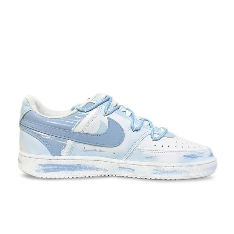 Nike Court Vision 1 Anti-Slip And Wear-Resistant Breathable Low-Top Skateboard Shoes Unisex White Blue купить в интернет-магазине Yoocart с быстрой доставкой по России.