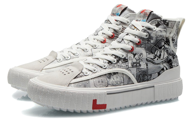 Disney X LINING Disney Skateboard Shoes Men High Top Antarctic Gray/Black/White купить в интернет-магазине Yoocart с быстрой доставкой по России.