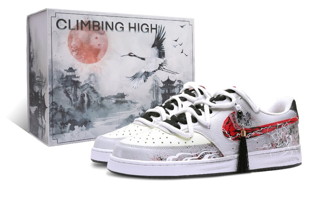 Nike Court Vision 1 Unstained Heart Abrasion Resistant Low top Skateboard Shoes Men's Red White Gray