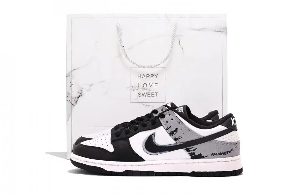 Nike Dunk Coverage Abrasion Resistant Low top Skateboard Shoes Unisex Black Gray