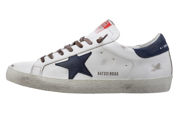 Golden Goose Super-Star Low-Top Stylish Skateboarding Shoes Men's White Blue Vintage Version