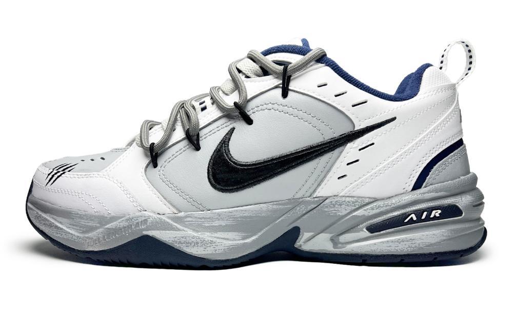 Nike Air Monarch 4 Anti-Slip And Wear-Resistant Lightweight Low-Top Chunky Sneakers Unisex Gray White