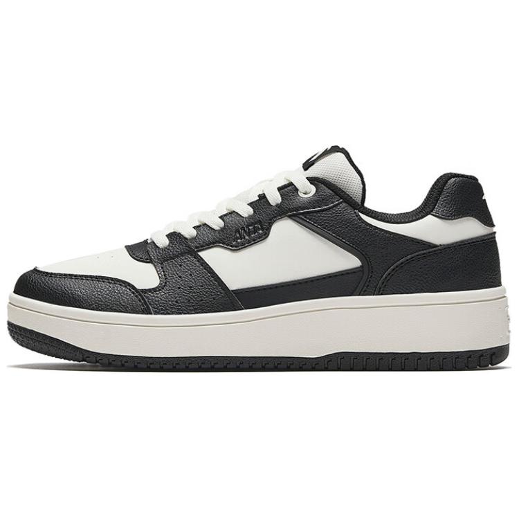 Anta Broken Bamboo Anti-Slip Wear-Resistant Low-Top Skateboard Shoes Women's Black White