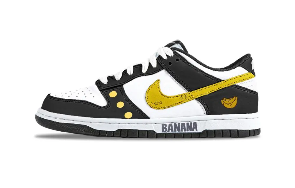 Nike Dunk Quick Dry Low-Top Skateboard Shoes Unisex Black White Yellow