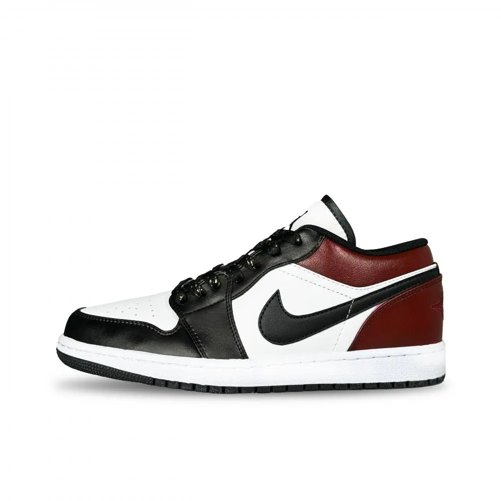 Jordan Air Jordan 1 Cushioned Slip Resistant Low Top Vintage Basketball Shoes Men's Black Red