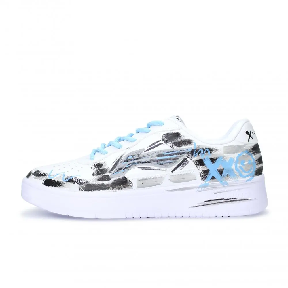 LiNing Pontoon Boats Abrasion Resistant, Lightweight, And Breathable Low top Skateboard Shoes Unisex White Blue Black