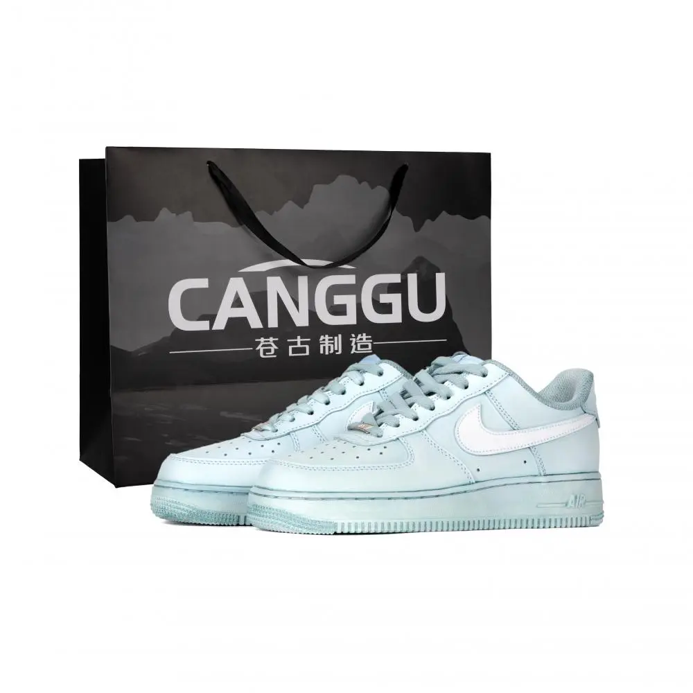 Nike Air Force 1 Cushioning, Wear Resistant Low top Skateboard Shoes Unisex Cyan