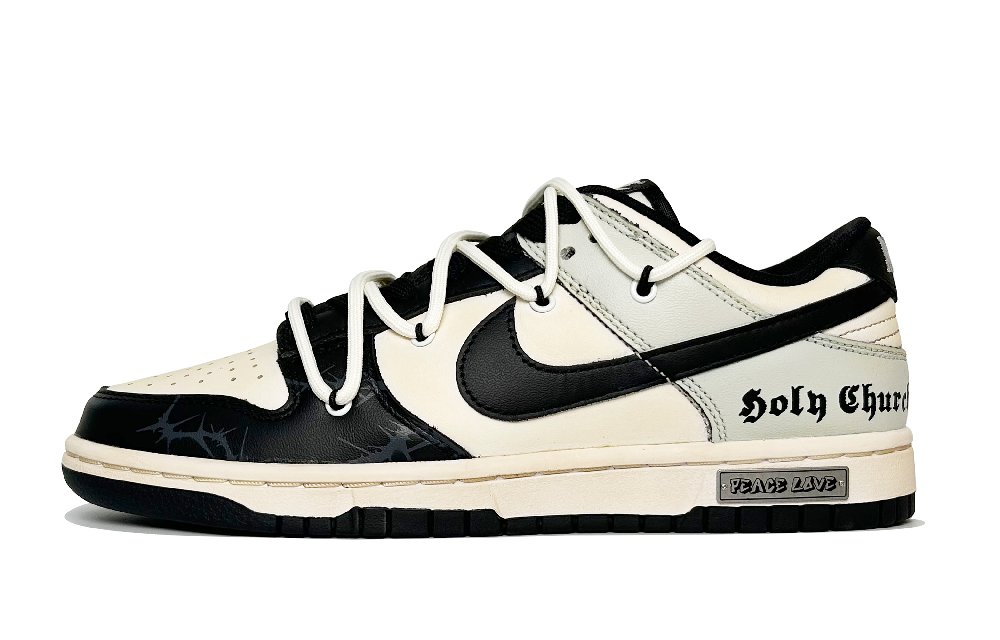 Nike Dunk Sacred Church Anti-Slip Wear-Resistant And Impact-Resistant Low-Top Skateboard Shoes Unisex Beige Black