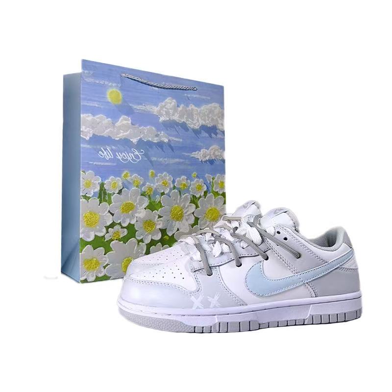 Nike Dunk Abrasion Resistant Low Top Skateboard Shoes Unisex Gray Blue