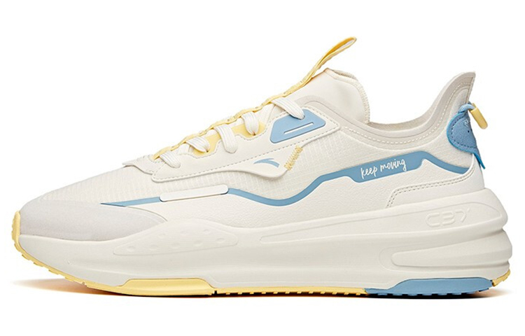 Anta C37 Series Anti-Slip Wear-Resistant Low-Top Skateboard Shoes Men's White Blue Yellow