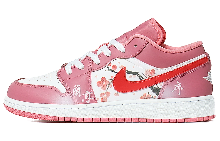 Jordan Air Jordan 1 Low Wear-Resistant Slip-Resistant Low-Top Vintage Basketball Shoes GS Pink White