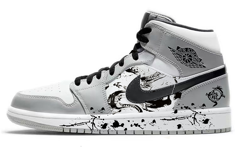 Jordan Air Jordan 1 Vintage Basketball Shoes Men High Top Gray/White
