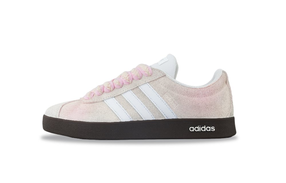 Adidas VL COURT 2.0 Abrasion Resistant Low Top Skateboard Shoes Unisex Pink
