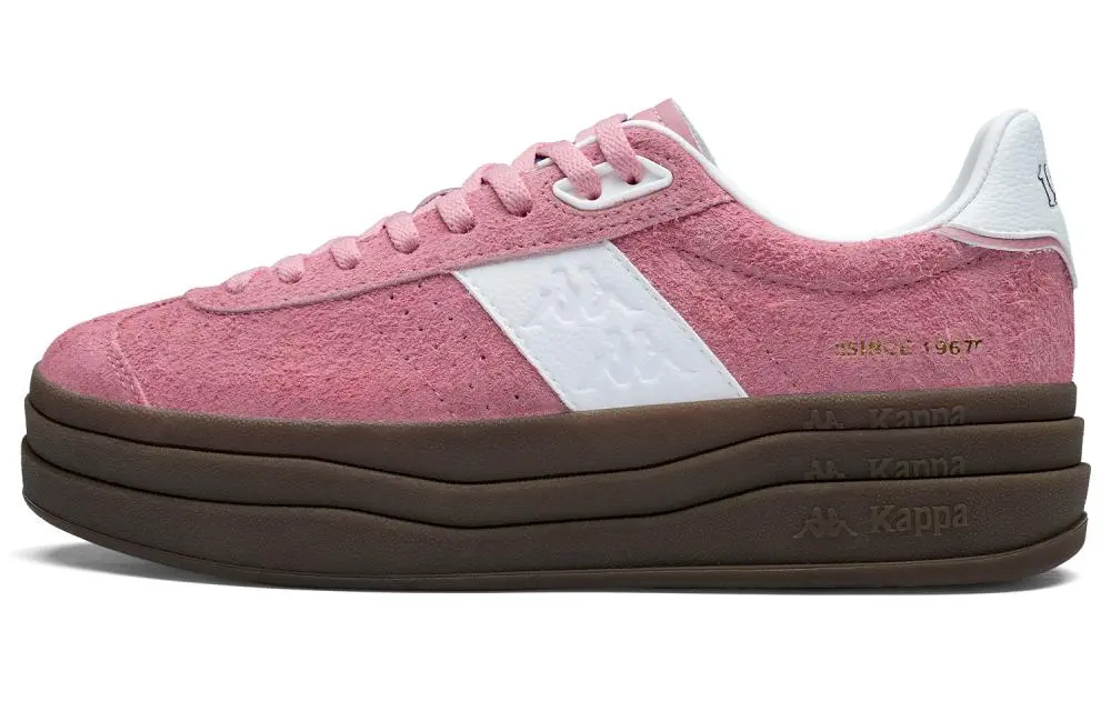 Kappa K love Slip Resistant Height Increasing Low Top Skateboard Shoes Women's Pink Apple Red Classic White