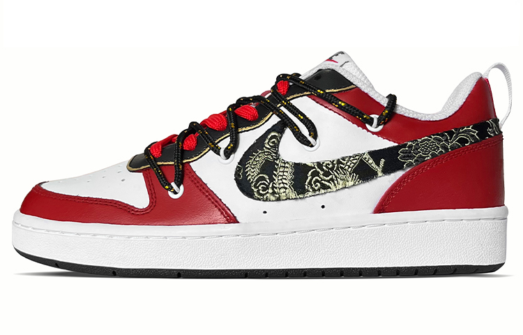 Nike Court Borough Skateboard Shoes Women's Low-Top Black/White/Red