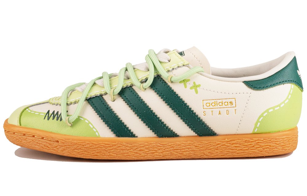 Adidas Originals Stadt Abrasion Resistant Low Top Skateboard Shoes Unisex Beige Green