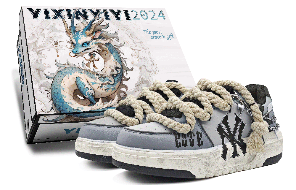 MLB Chunky Liner Height Increasing Coverage Low-Top Skateboard Shoes Unisex Blue Gray