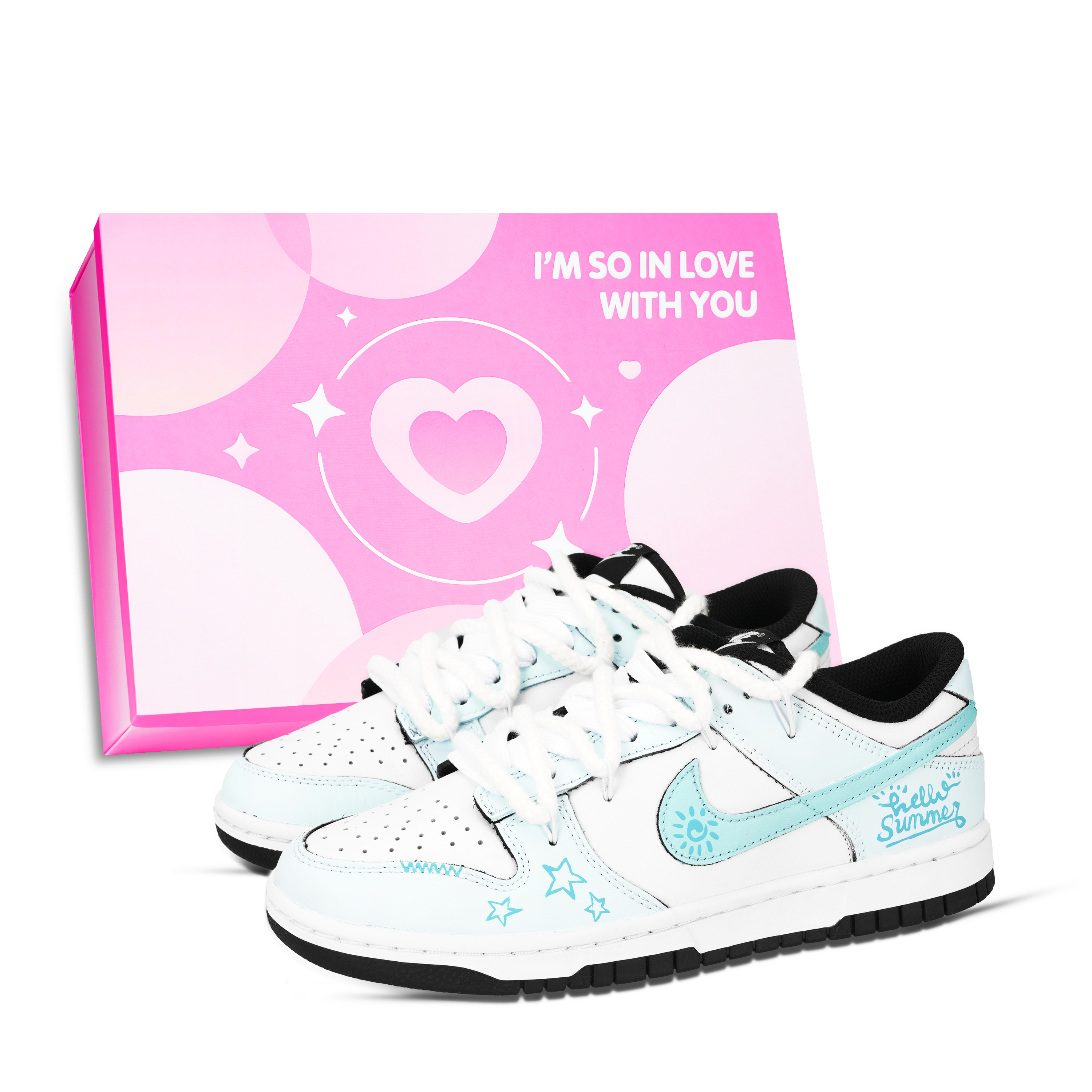Nike Dunk Summer Starlight Box Abrasion Resistant Low top Skateboard Shoes Unisex Blue White