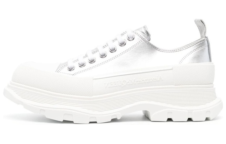 Alexander McQueen Low Top Platform Shoes Men's Silver