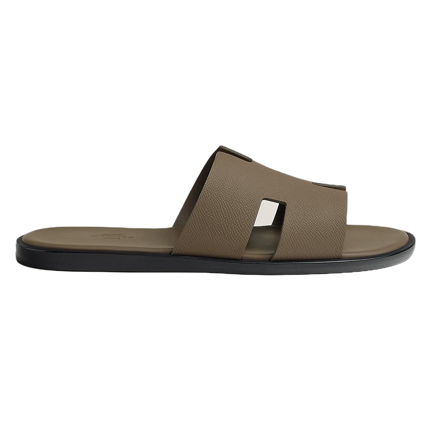 HERMES Izmir Slide Slippers Men's Dark Umber