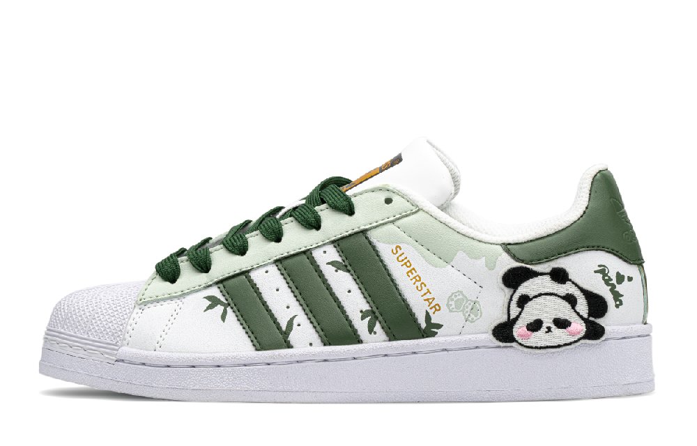 Adidas Originals Superstar Low Top Skateboard Shoes Unisex White Green