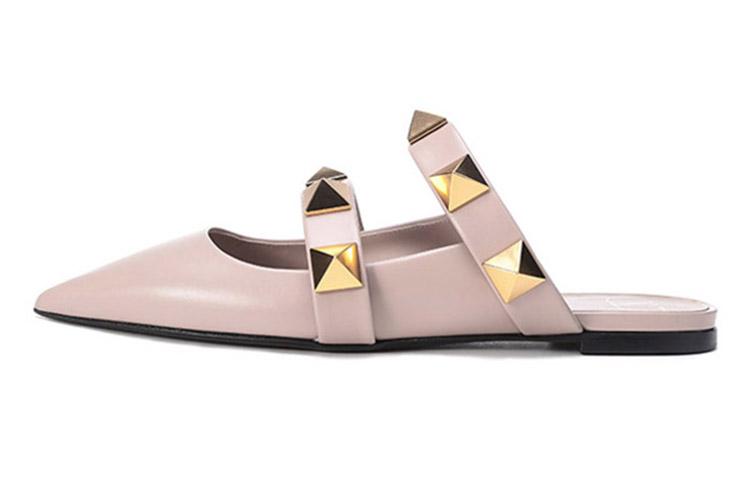 Valentino Roman Stud Closed Toe Slippers Women's Smoke Pink