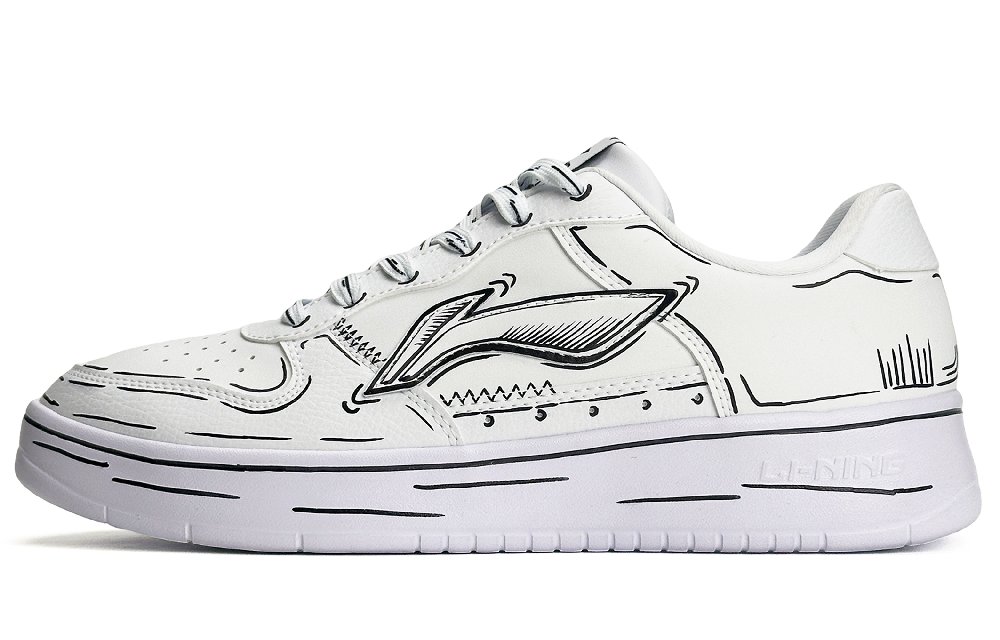LiNing Pontoon Boats Abrasion Resistant Breathable Low Top Skateboard Shoes Men's White