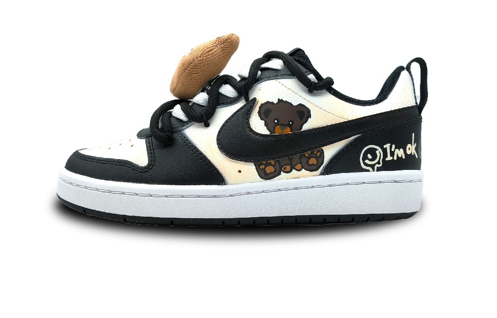 Nike Court Borough Low-Top Skateboard Shoes GS Black Yellow