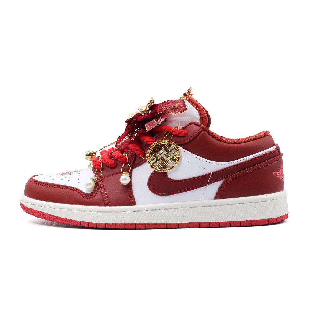 Jordan Air Jordan 1 Rosy Joyful Red Abrasion Resistant Low Top Vintage Basketball Shoes Women's Red