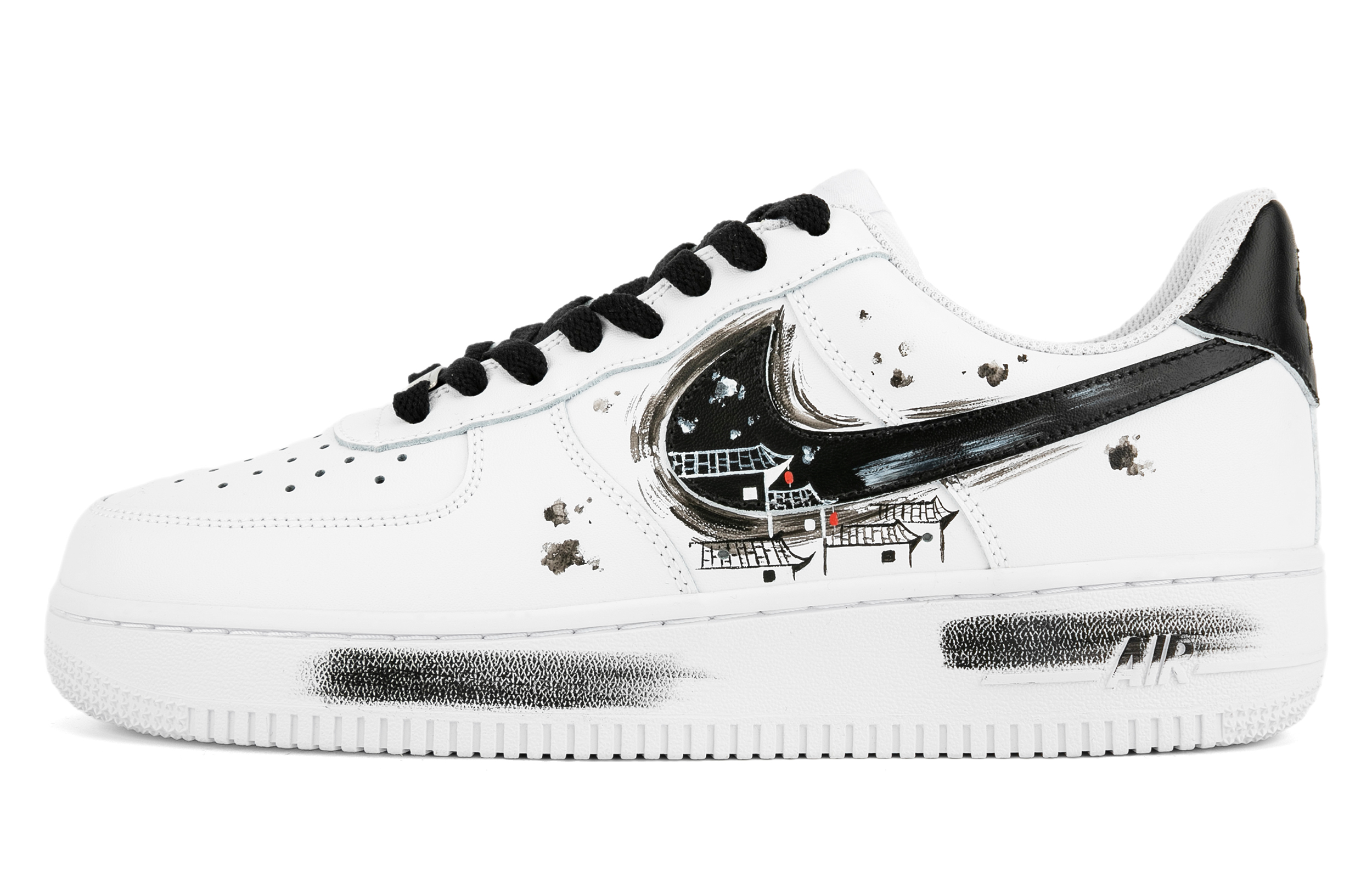 Nike Air Force 1 Abrasion Resistant Low top Skateboard Shoes Unisex Black White