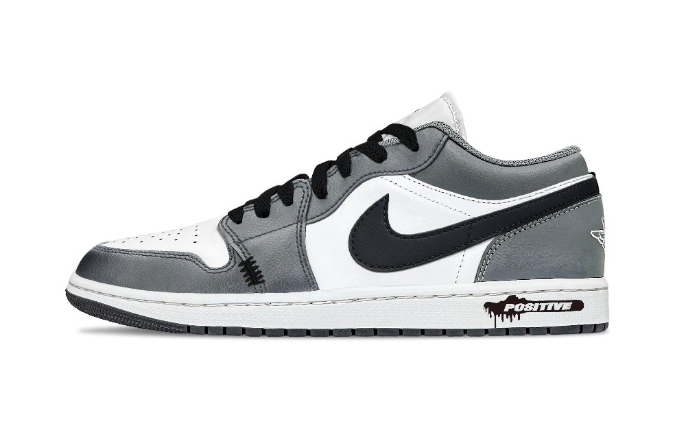 Jordan Air Jordan 1 Shadow Black Low Top Vintage Basketball Shoes Unisex Gray White