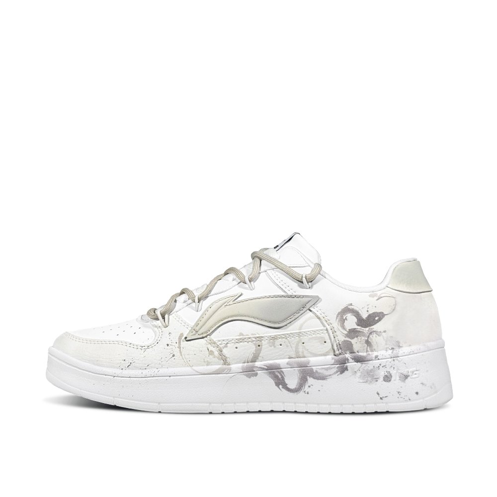 LiNing Pontoon Boats Slip Resistant, Abrasion Resistant, Breathable Low Top Skateboard Shoes Men's White