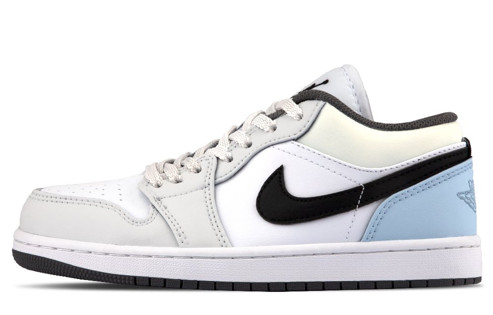 Jordan Air Jordan 1 Iron Grey Ice Blue Mist Shock Absorbers Low Top Vintage Basketball Shoes Unisex Blue Green