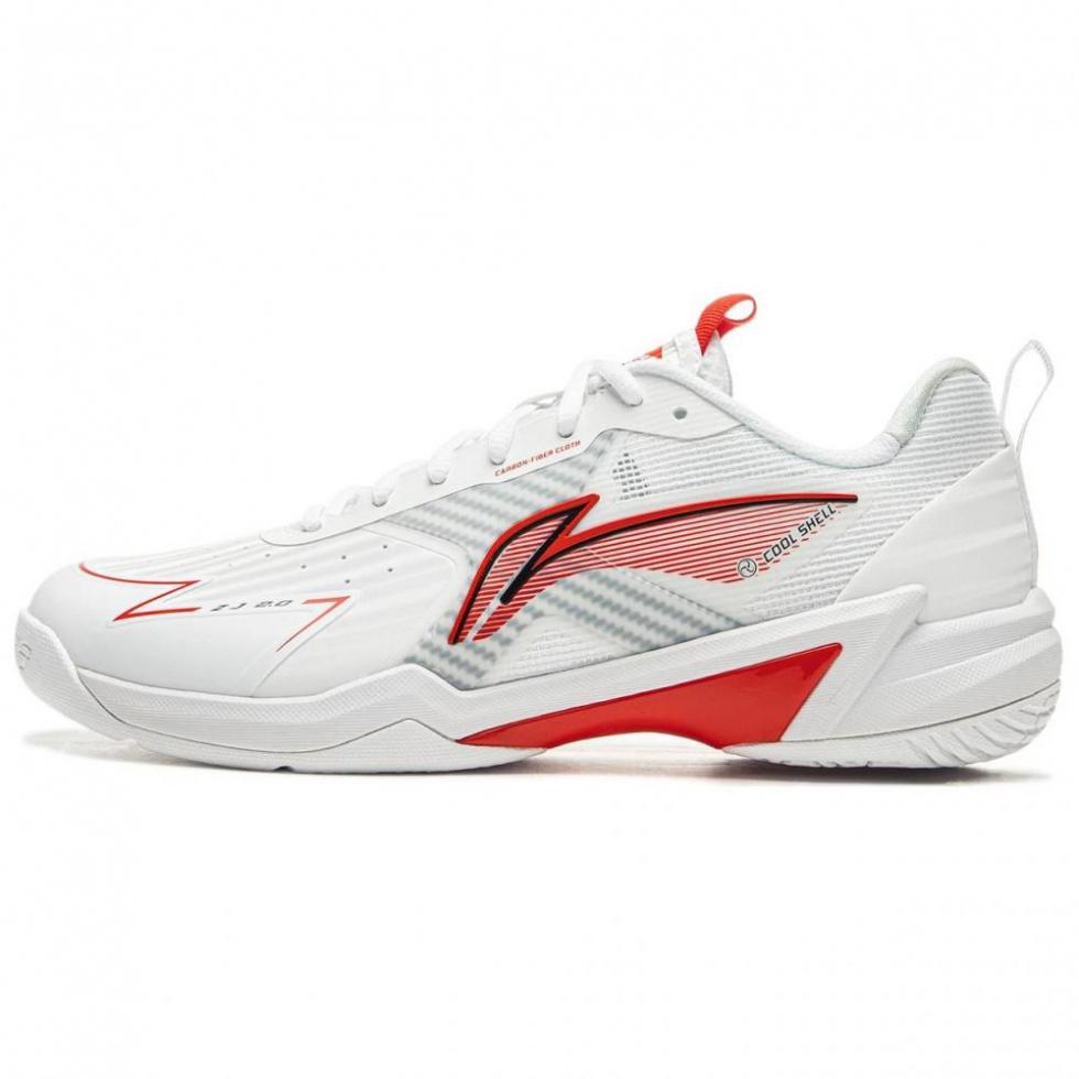 LiNing Anti-Slip And Wear-Resistant Breathable Low-Top Badminton Shoes Unisex White Red