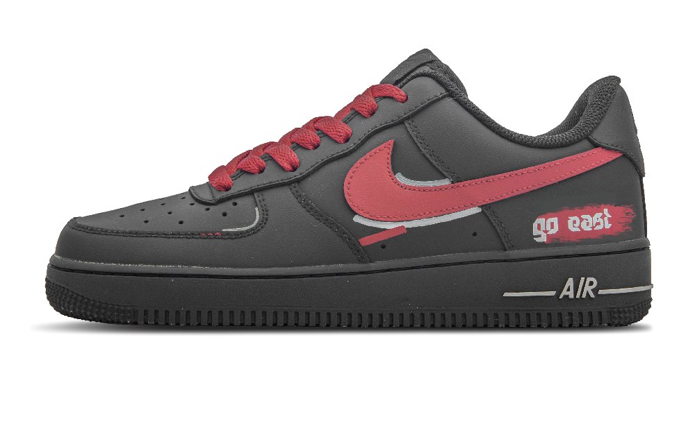 Nike Air Force 1 Skateboard Shoes Unisex Low-Top Black Red