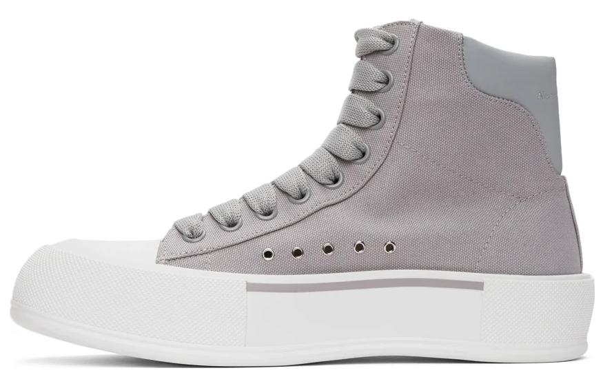 Alexander McQueen Deck Skateboard Shoes Men High-Top Gray