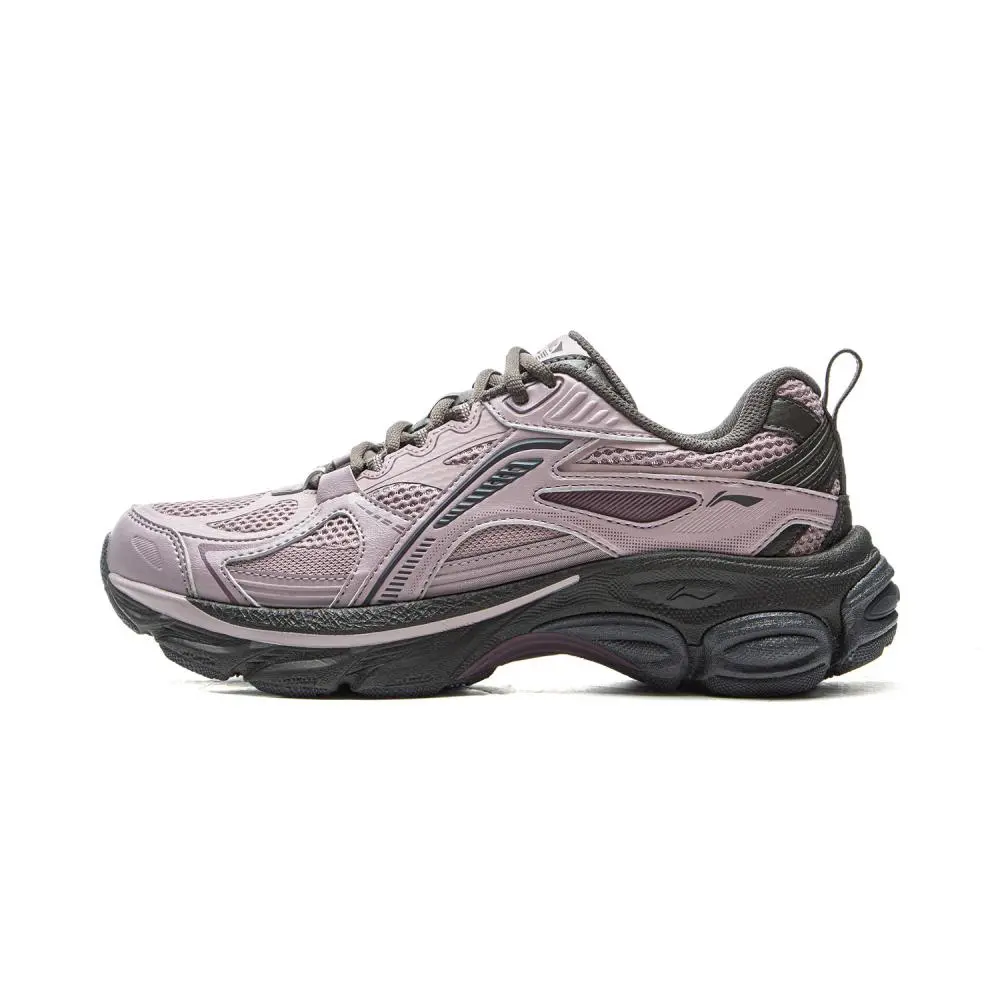 LiNing Cushioning, Slip Resistant, Abrasion Resistant, Rebound Low Top Running Shoes Women's Ink Gray Purple