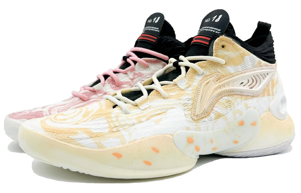 LINING YuShuai 18 Basketball Shoes Men Mid-Top Yellow Pink Mismatched