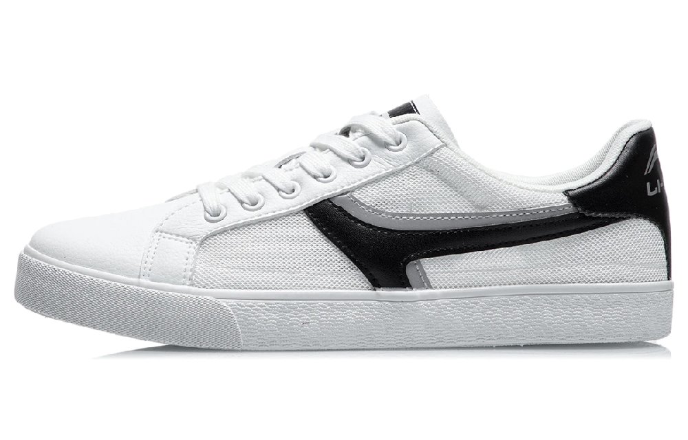 LiNing Wear-Resistant Low-Top Skateboard Shoes Men's White Black