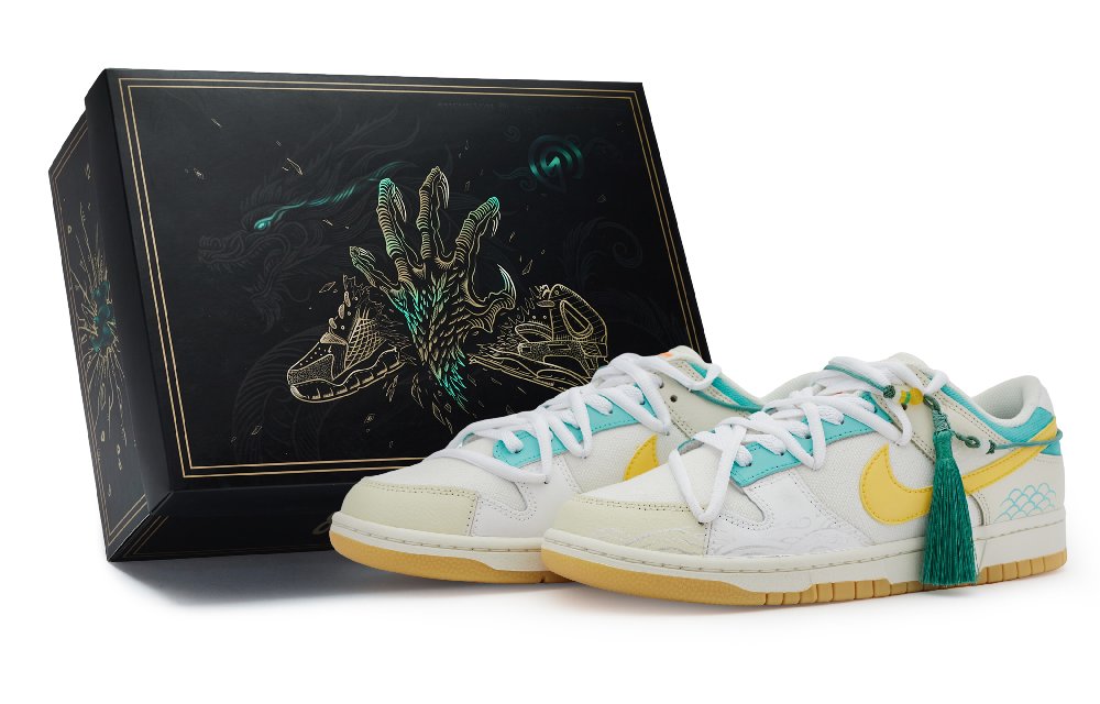 Nike Dunk 811 Manufacture Dragon's Roar Special Shoe Box Low-Top Skateboard Shoes Unisex White Yellow Blue